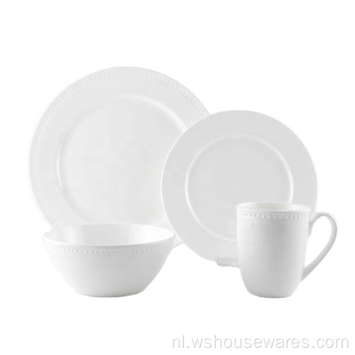 16pcs Bone Color Glazed Servies Set